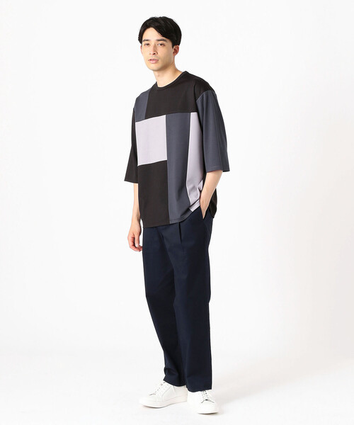 COMME CA ISM（コムサイズム）の「パッチワーク　5分袖　クルーネックTシャツ（Tシャツ/カットソー・メンズ・ブラック/ネイビー/グリーン・MEDIUM/LARGE）」の14枚目の写真