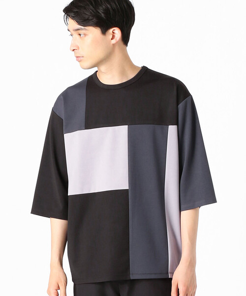 COMME CA ISM（コムサイズム）の「パッチワーク　5分袖　クルーネックTシャツ（Tシャツ/カットソー・メンズ・ブラック/ネイビー/グリーン・MEDIUM/LARGE）」の12枚目の写真
