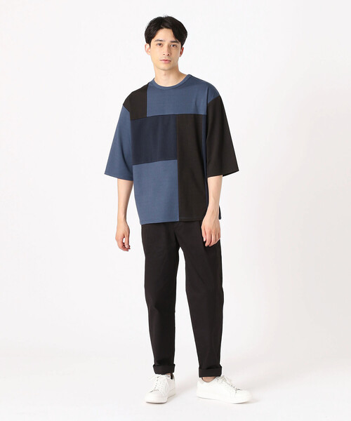 COMME CA ISM（コムサイズム）の「パッチワーク　5分袖　クルーネックTシャツ（Tシャツ/カットソー・メンズ・ブラック/ネイビー/グリーン・MEDIUM/LARGE）」の8枚目の写真