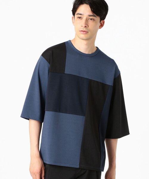 COMME CA ISM（コムサイズム）の「パッチワーク　5分袖　クルーネックTシャツ（Tシャツ/カットソー・メンズ・ブラック/ネイビー/グリーン・MEDIUM/LARGE）」の10枚目の写真