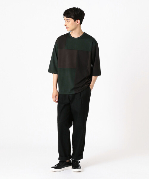 COMME CA ISM（コムサイズム）の「パッチワーク　5分袖　クルーネックTシャツ（Tシャツ/カットソー・メンズ・ブラック/ネイビー/グリーン・MEDIUM/LARGE）」の19枚目の写真