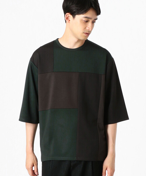 COMME CA ISM（コムサイズム）の「パッチワーク　5分袖　クルーネックTシャツ（Tシャツ/カットソー・メンズ・ブラック/ネイビー/グリーン・MEDIUM/LARGE）」の17枚目の写真