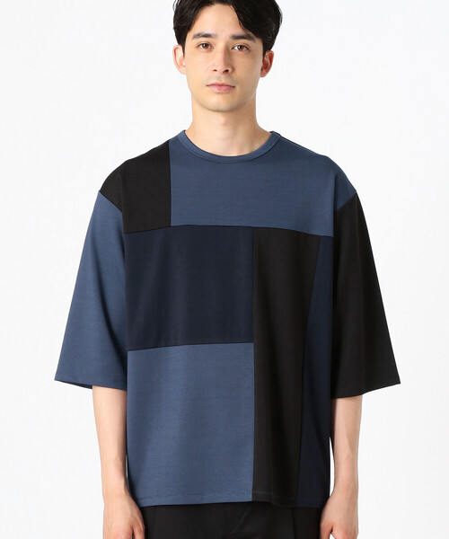 COMME CA ISM（コムサイズム）の「パッチワーク　5分袖　クルーネックTシャツ（Tシャツ/カットソー・メンズ・ブラック/ネイビー/グリーン・MEDIUM/LARGE）」の15枚目の写真