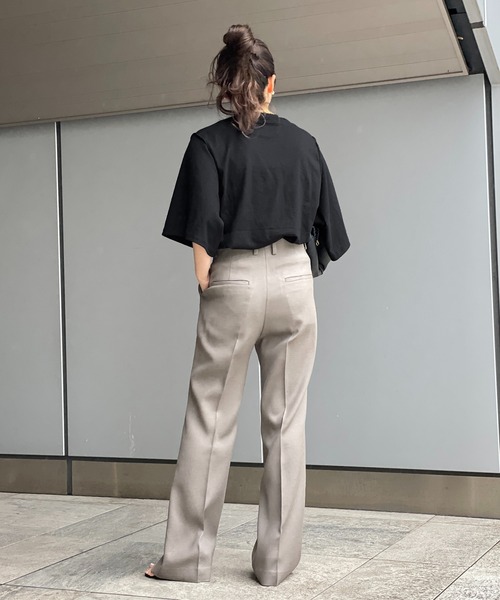 PRE_（プレ）の「【PRE_/プレ】フレアスリーブTシャツ（Tシャツ/カットソー・レディース・ネイビー/ホワイト/ブラック・FREE）」の7枚目の写真