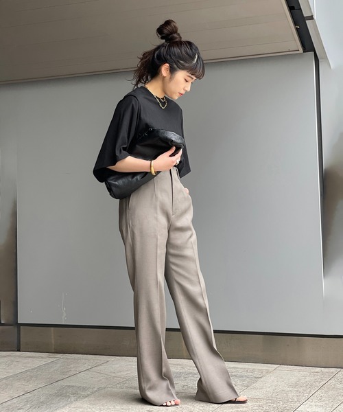 PRE_（プレ）の「【PRE_/プレ】フレアスリーブTシャツ（Tシャツ/カットソー・レディース・ネイビー/ホワイト/ブラック・FREE）」の8枚目の写真