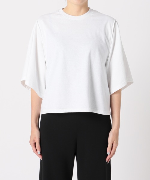 PRE_（プレ）の「【PRE_/プレ】フレアスリーブTシャツ（Tシャツ/カットソー・レディース・ネイビー/ホワイト/ブラック・FREE）」の10枚目の写真