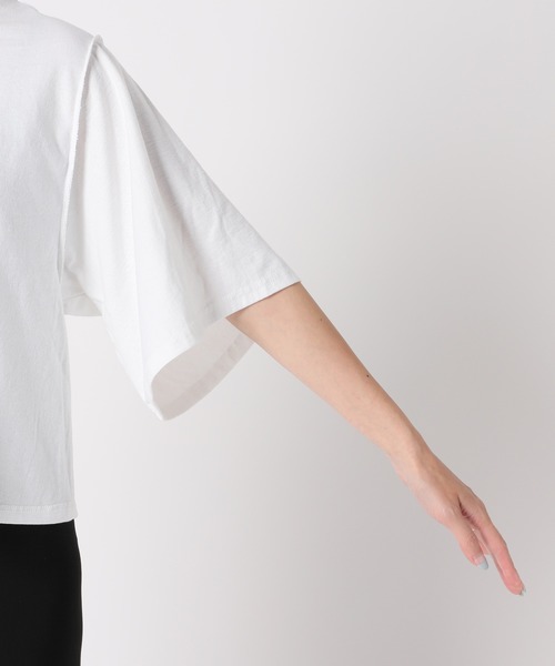 PRE_（プレ）の「【PRE_/プレ】フレアスリーブTシャツ（Tシャツ/カットソー・レディース・ネイビー/ホワイト/ブラック・FREE）」の15枚目の写真