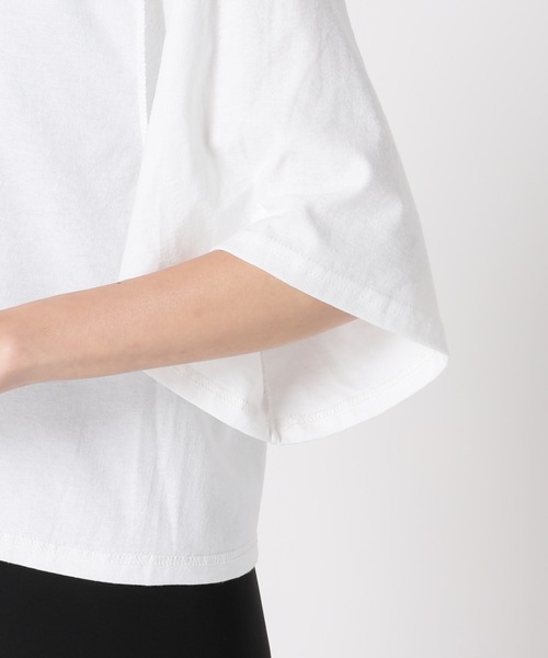 PRE_（プレ）の「【PRE_/プレ】フレアスリーブTシャツ（Tシャツ/カットソー・レディース・ネイビー/ホワイト/ブラック・FREE）」の16枚目の写真