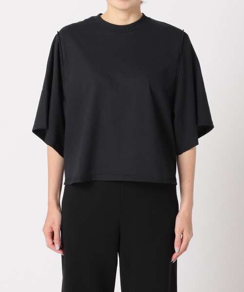 PRE_（プレ）の「【PRE_/プレ】フレアスリーブTシャツ（Tシャツ/カットソー・レディース・ネイビー/ホワイト/ブラック・FREE）」の21枚目の写真