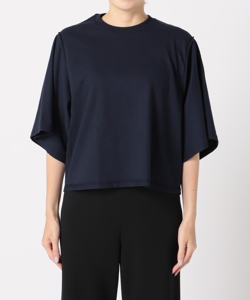 PRE_（プレ）の「【PRE_/プレ】フレアスリーブTシャツ（Tシャツ/カットソー・レディース・ネイビー/ホワイト/ブラック・FREE）」の19枚目の写真