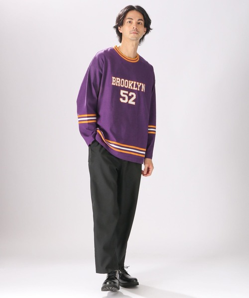 niko and...(ニコアンド)の「レタリングラインロングTシャツ(Tシャツ/カットソー・メンズ・パープル/ネイビー/アイボリー・MEDIUM/LARGE)」の20枚目の写真