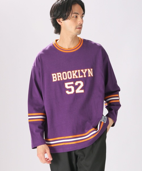 niko and...(ニコアンド)の「レタリングラインロングTシャツ(Tシャツ/カットソー・メンズ・パープル/ネイビー/アイボリー・MEDIUM/LARGE)」の17枚目の写真