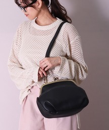 (LF)【LIZDAYS】フェイクレザー がま口 ショルダー & ハンドバッグ