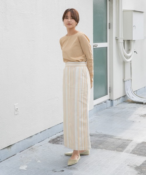KBF（ケイビーエフ）の「ストライプペンシルスカート（スカート・レディース・ホワイト系その他/オレンジ系その他・ONE）」の6枚目の写真