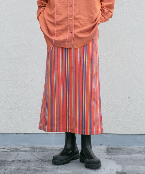 KBF（ケイビーエフ）の「ストライプペンシルスカート（スカート・レディース・ホワイト系その他/オレンジ系その他・ONE）」の16枚目の写真