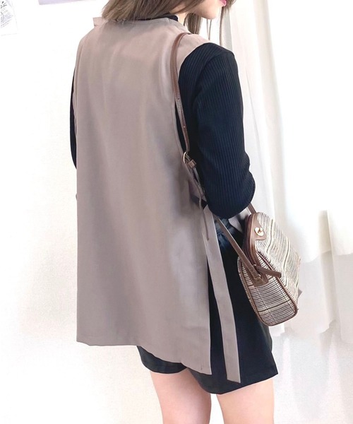 CECIL McBEE(セシルマクビー)の「ノーカラーツイルジレ(テーラードジャケット・レディース・ブラック/モカ/ベージュ・LARGE/MEDIUM)」の13枚目の写真