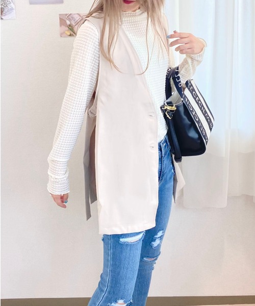 CECIL McBEE(セシルマクビー)の「ノーカラーツイルジレ(テーラードジャケット・レディース・ブラック/モカ/ベージュ・LARGE/MEDIUM)」の11枚目の写真