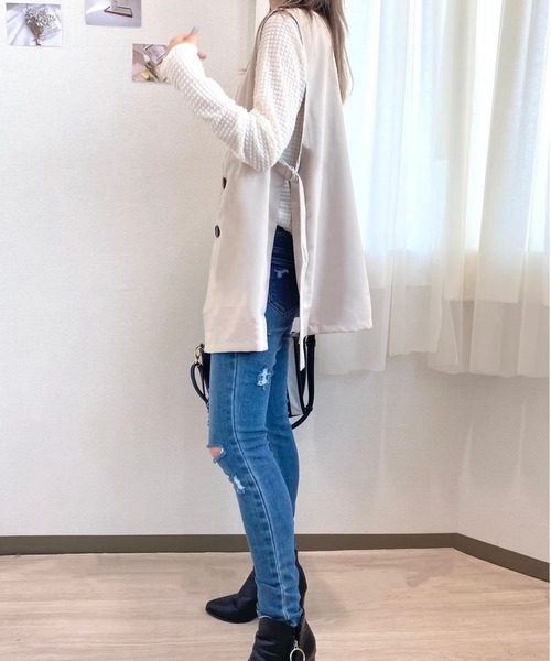 CECIL McBEE(セシルマクビー)の「ノーカラーツイルジレ(テーラードジャケット・レディース・ブラック/モカ/ベージュ・LARGE/MEDIUM)」の10枚目の写真