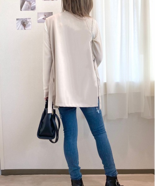 CECIL McBEE(セシルマクビー)の「ノーカラーツイルジレ(テーラードジャケット・レディース・ブラック/モカ/ベージュ・LARGE/MEDIUM)」の9枚目の写真