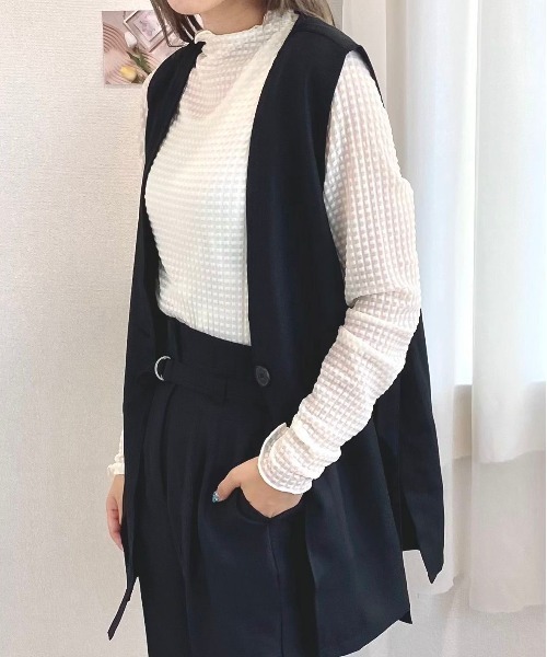 CECIL McBEE(セシルマクビー)の「ノーカラーツイルジレ(テーラードジャケット・レディース・ブラック/モカ/ベージュ・LARGE/MEDIUM)」の8枚目の写真
