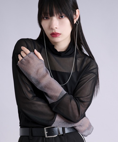 Ellno Loset（エルノロゼット）の「【新柄追加】アソートシアーハイネックインナー/サムホール付き（Tシャツ/カットソー・メンズ・ブラック/パープル/ボルドー/ライトグレー/ブルー/ブラック系その他/ブルー系その他/ブラック系その他2/ブラック系2/ホワイト系1/ブラック系1/シルバー/グレー/グレイッシュブルー/グレー系その他/ブラック系3/ブルー系・MEDIUM/LARGE）」の8枚目の写真