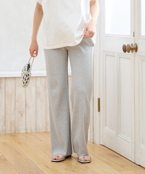 Rosemadame（ローズマダム）の「【新色追加】産後にも活躍 セルフカットできるマタニティリブストレートらくちんパンツ（マタニティウェア/グッズ・レディース・ブラック/オフホワイト/グリーン/モカ/ネイビー/ライトグリーン/杢グレー/アイボリー/ブラウン・LL/M/L/XXL）」の18枚目の写真