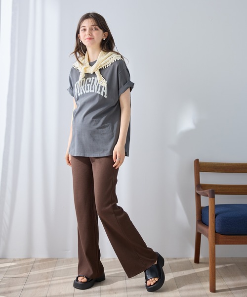 Rosemadame（ローズマダム）の「【新色追加】産後にも活躍 セルフカットできるマタニティリブストレートらくちんパンツ（マタニティウェア/グッズ・レディース・ブラック/オフホワイト/グリーン/モカ/ネイビー/ライトグリーン/杢グレー/アイボリー/ブラウン・LL/M/L/XXL）」の10枚目の写真