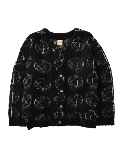 WHO'S WHO gallery（フーズフーギャラリー）の「【KOOKY'N/クーキー】アルパカ混モヘアライク星柄カーディガン（カーディガン/ボレロ・メンズ・ブラック/パープル・FREE）」の2枚目の写真