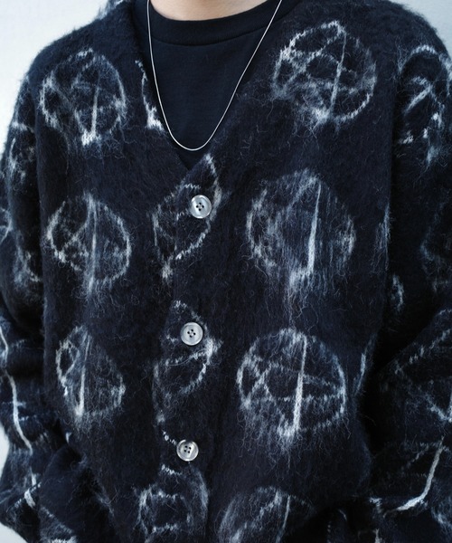 WHO'S WHO gallery（フーズフーギャラリー）の「【KOOKY'N/クーキー】アルパカ混モヘアライク星柄カーディガン（カーディガン/ボレロ・メンズ・ブラック/パープル・FREE）」の9枚目の写真