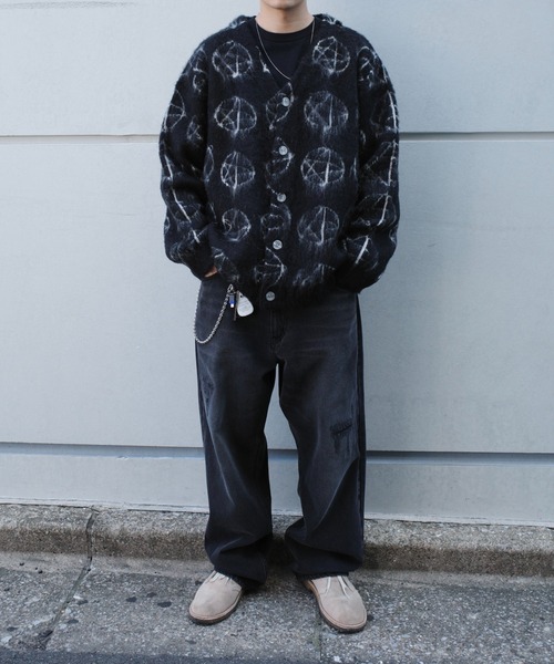 WHO'S WHO gallery（フーズフーギャラリー）の「【KOOKY'N/クーキー】アルパカ混モヘアライク星柄カーディガン（カーディガン/ボレロ・メンズ・ブラック/パープル・FREE）」の11枚目の写真