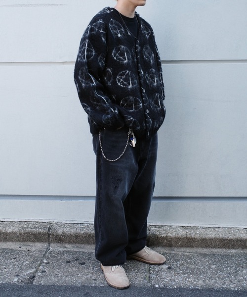 WHO'S WHO gallery（フーズフーギャラリー）の「【KOOKY'N/クーキー】アルパカ混モヘアライク星柄カーディガン（カーディガン/ボレロ・メンズ・ブラック/パープル・FREE）」の12枚目の写真