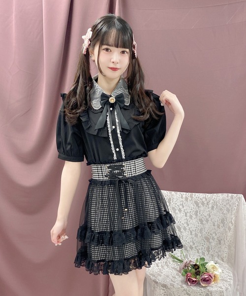 ROJITA（ロジータ）の「ブローチ付きヨークフリルブラウス（シャツ/ブラウス・レディース・ホワイト/ブラック/ピンク・FREE）」の14枚目の写真