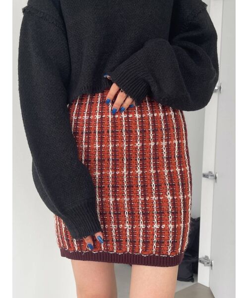 EMODA（エモダ）の「ツイードニットスカート（スカート・レディース・ブラック/レッド/グリーン・FREE）」の3枚目の写真