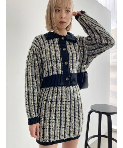 EMODA（エモダ）の「ツイードニットスカート（スカート・レディース・ブラック/レッド/グリーン・FREE）」の4枚目の写真