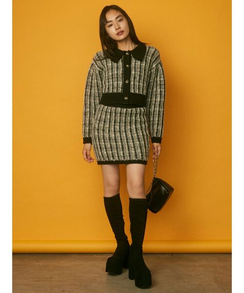 EMODA（エモダ）の「ツイードニットスカート（スカート・レディース・ブラック/レッド/グリーン・FREE）」の8枚目の写真