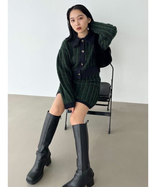 EMODA（エモダ）の「ツイードニットスカート（スカート・レディース・ブラック/レッド/グリーン・FREE）」の5枚目の写真