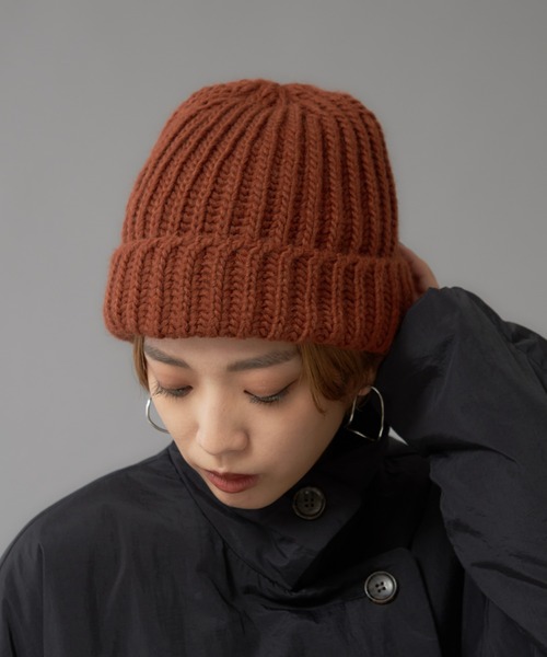 NOMINE（ノミネ）の「【WEB限定】【Santelli Francesca】 ニット帽（ニットキャップ/ビーニー・レディース・ライトグレー/オレンジ/ブラック・フリー）」の3枚目の写真