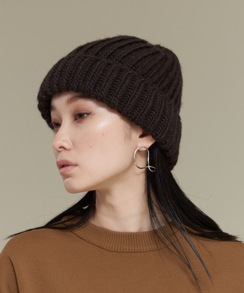 NOMINE（ノミネ）の「【WEB限定】【Santelli Francesca】 ニット帽（ニットキャップ/ビーニー・レディース・ライトグレー/オレンジ/ブラック・フリー）」の2枚目の写真