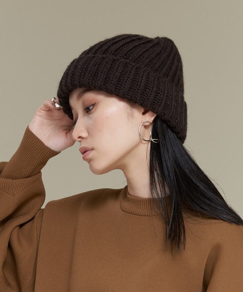 NOMINE（ノミネ）の「【WEB限定】【Santelli Francesca】 ニット帽（ニットキャップ/ビーニー・レディース・ライトグレー/オレンジ/ブラック・フリー）」の6枚目の写真