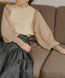 配色ニットプチハイネックプルオーバー