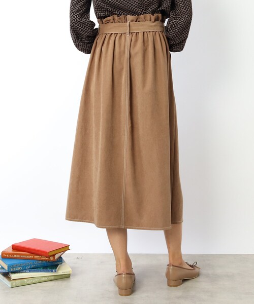 DRESKIP(ドレスキップ)の「◆大人かわいい着こなしに!ベルト付き配色ステッチ スカート(スカート・レディース・ブラック/レンガ/サンドベージュ・02/03)」の7枚目の写真