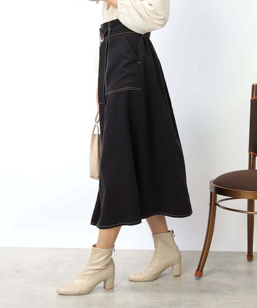 DRESKIP(ドレスキップ)の「◆大人かわいい着こなしに!ベルト付き配色ステッチ スカート(スカート・レディース・ブラック/レンガ/サンドベージュ・02/03)」の13枚目の写真