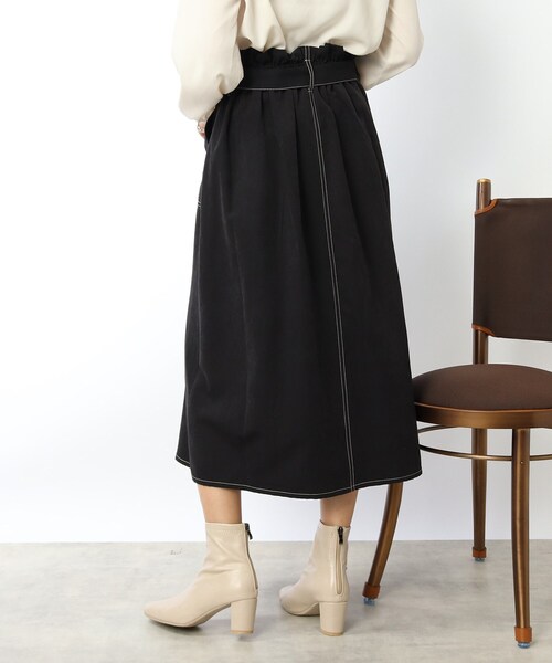 DRESKIP(ドレスキップ)の「◆大人かわいい着こなしに!ベルト付き配色ステッチ スカート(スカート・レディース・ブラック/レンガ/サンドベージュ・02/03)」の14枚目の写真