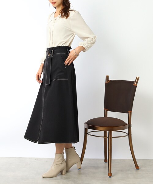DRESKIP(ドレスキップ)の「◆大人かわいい着こなしに!ベルト付き配色ステッチ スカート(スカート・レディース・ブラック/レンガ/サンドベージュ・02/03)」の16枚目の写真