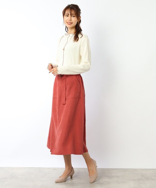 DRESKIP(ドレスキップ)の「◆大人かわいい着こなしに!ベルト付き配色ステッチ スカート(スカート・レディース・ブラック/レンガ/サンドベージュ・02/03)」の21枚目の写真