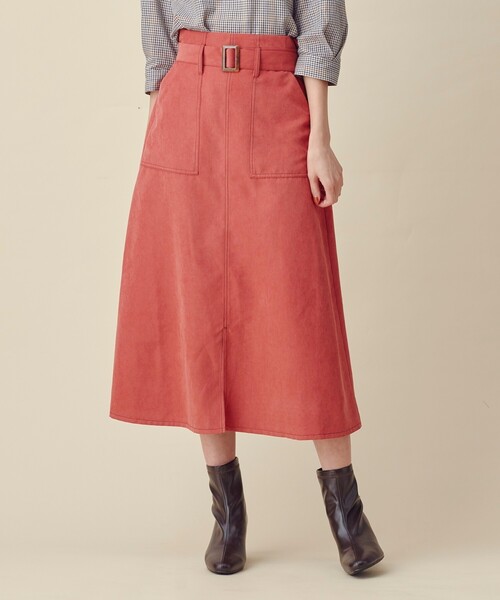 DRESKIP(ドレスキップ)の「◆大人かわいい着こなしに!ベルト付き配色ステッチ スカート(スカート・レディース・ブラック/レンガ/サンドベージュ・02/03)」の3枚目の写真