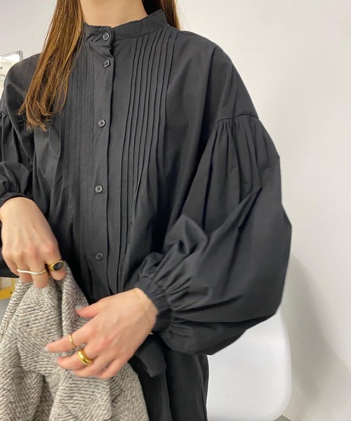 HANNE(アン)の「フロントピンタックボリュームブラウス(シャツ/ブラウス・レディース・ホワイト/ブラック・フリー)」の6枚目の写真