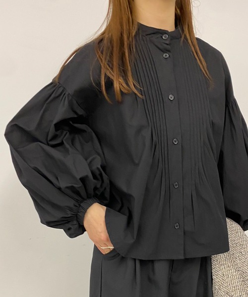 HANNE(アン)の「フロントピンタックボリュームブラウス(シャツ/ブラウス・レディース・ホワイト/ブラック・フリー)」の8枚目の写真
