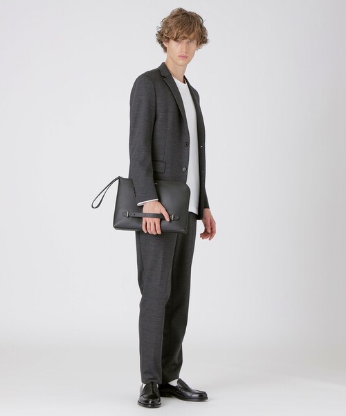 BLACK LABEL CRESTBRIDGE（ブラックレーベル・クレストブリッジ）の「エンボスシュリンクレザークラッチバッグ（クラッチバッグ・メンズ・ブラック/ベージュ系その他5・FREE）」の8枚目の写真