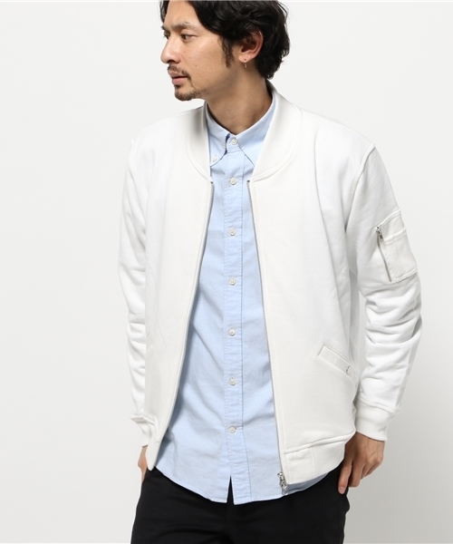 WEGO（ウィゴー）の「WEGO/スウェットMA-1（ミリタリージャケット・メンズ・ホワイト・MEDIUM/LARGE）」の5枚目の写真